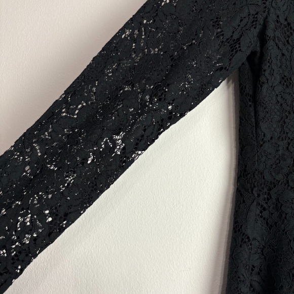 NWT Ganni Dress Everdale Lace Floral Lined Long Sleeve Mini Dress Black Size 42 - Picture 5 of 7